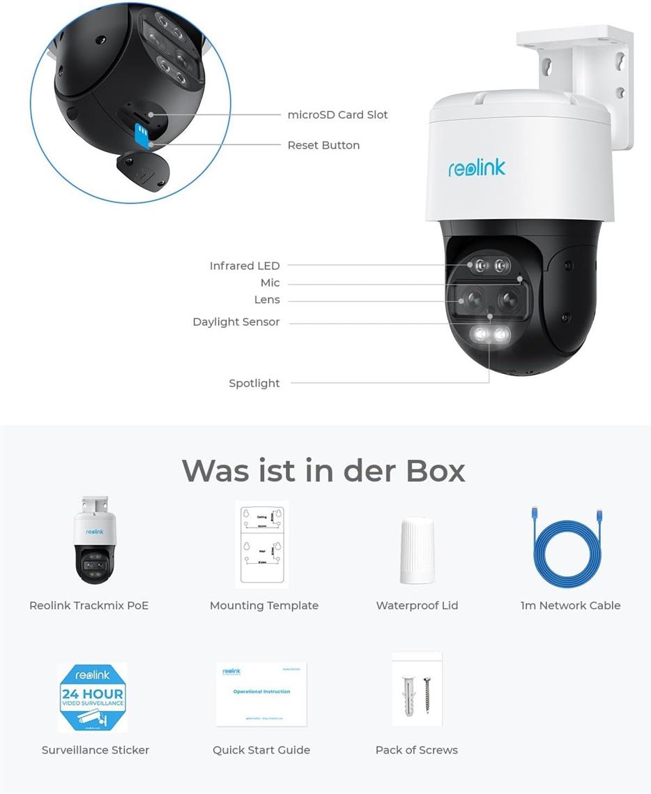 Reolink TrackMix P760 8MP PoE Dual-Lens 6X PTZ Camera with Auto-Zoom Tracking