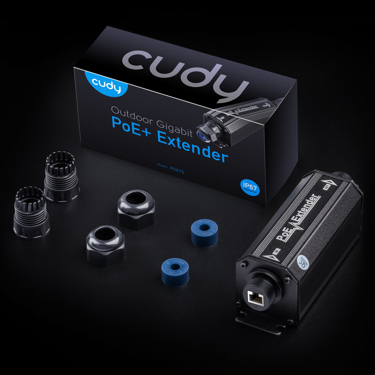 Cudy POE15 Gigabit PoE Outdoor Waterproof Extender | IP67 Waterproof, 10/100/1000Mbps, 1 Channel PoE Repeater, Comply w/ IEEE 802.3at/802.3af