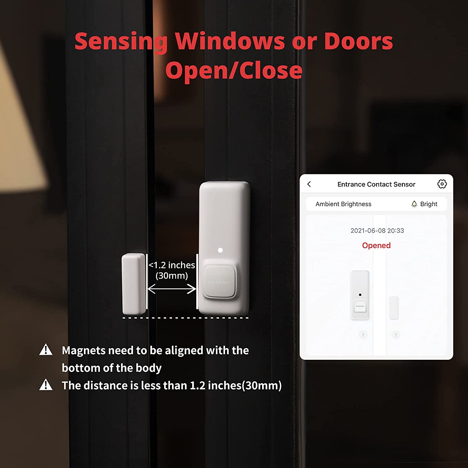 SwitchBot Contact Sensor Smart Wireless Window Alarm and Door Sensor